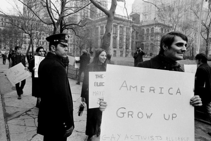 Демонстрация против дискриминации геев в Нью-Йорке в 1970 году.