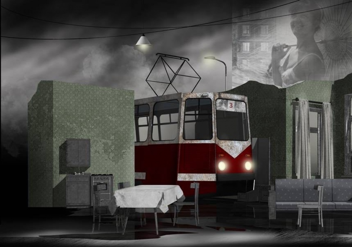 Эскиз сценографии к спектаклю «Любовник» © dramteatr39.ru